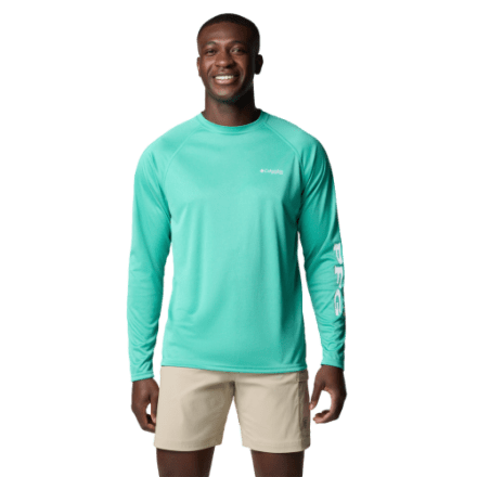 Columbia PFG Fish Flag à Manches Longues pour Homme, Homme, 1872661, Rouge Brillant/Blanc., L