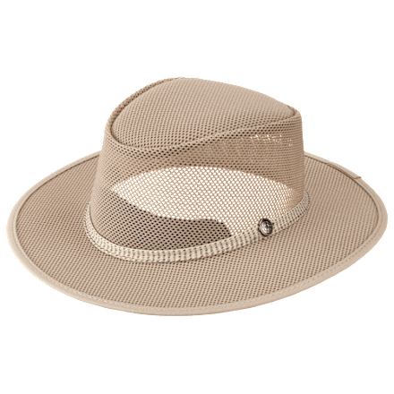 Ashbury Ace Fedora Tan Mesh w/ Blue Suede - American Hat Makers MED/LG - RARE Soaker | Mens Breathable Wide Brim Sun Hat – American Hat Makers main image 2