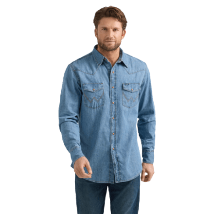 RedHead Ranch Muleshoe Denim Long-Sleeve Snap-Down Shirt for Men