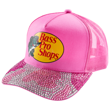 Custom Bling Pink Bass Pro Shops Rhinestone Trucker Hat Snapback Bass Pro Shops Accessories | Custom Swarovski Bling Bass Pro  main image 4