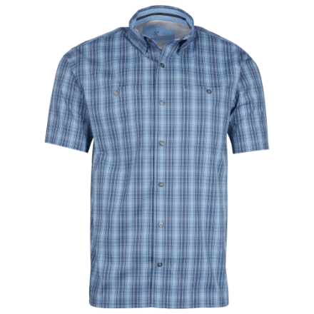 Mens World Wide Sportsman Short Sleeve Blue Fishing Shirt