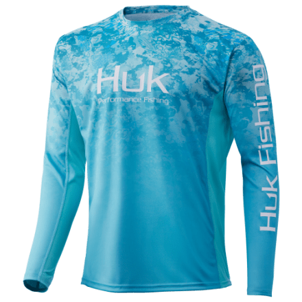 Chemise De Pêche Huk Performance Homme – Taille L, Gris Camouflage, Manches Longues