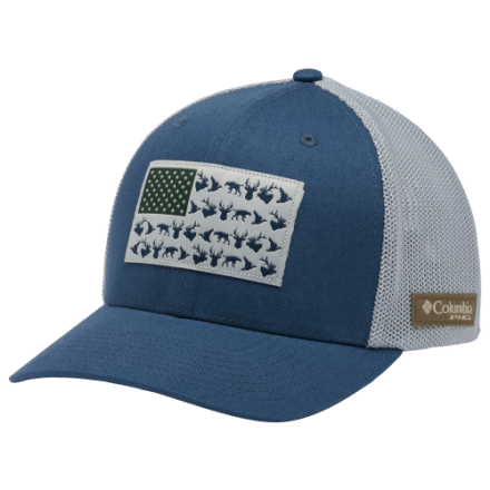 cane pole fishing resting tree bank hat Sage Logo Trucker Adjustable Plastic Snap Closure Sizes Columbia Mesh Tree Flag Ball