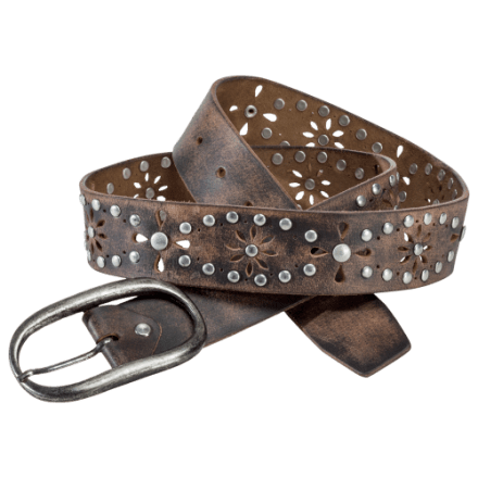 Natural Reflections Floral Cutout Studded Leather Belt  display picture 2