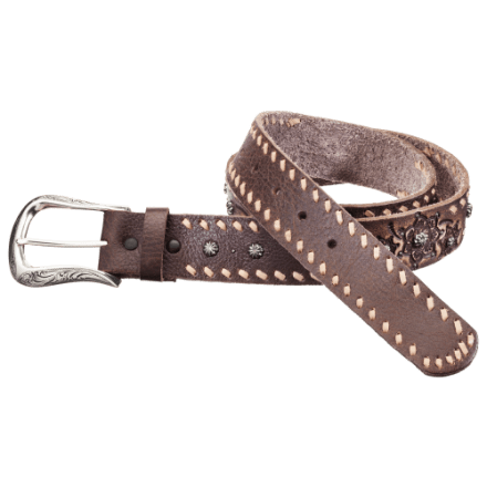 Natural Reflections Floral Cutout Studded Leather Belt  display picture 3