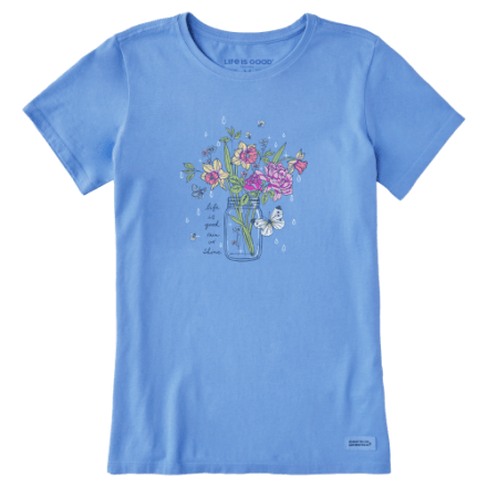 Life Is Good Women's Crusher Tee - Three Daisies Graphic, Cornflower Blue, X-Small - View #14