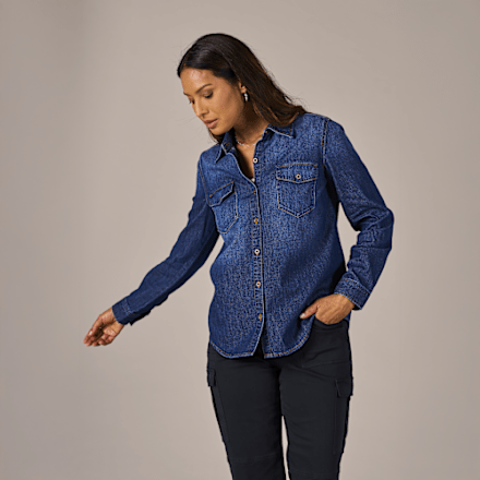 women's denim dress shirt Stetson Blue A casual classic Women's Long Sleeve Silhouette Denim