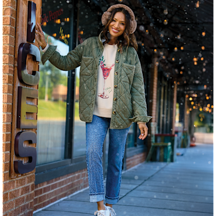 Natural Reflections Christmas Cocktail Crew-Neck Long-Sleeve