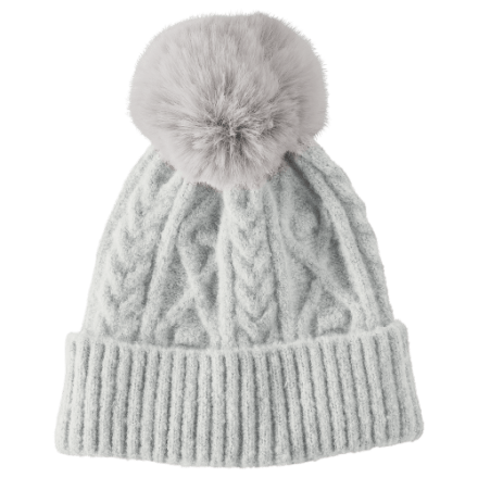 LOFT‎ NWT Cable Pom Pom Beanie - Light Gray LOFT NWT Cable Pom Pom Beanie - Bright Pink Rose | eBay main image 4