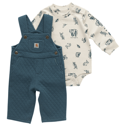 Carhartt Long-Sleeve Bodysuit and Quilted Overalls Set for Baby