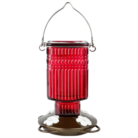 Nature's Way Ruby Visions Antique Glass Gravity Hummingbird Feeder