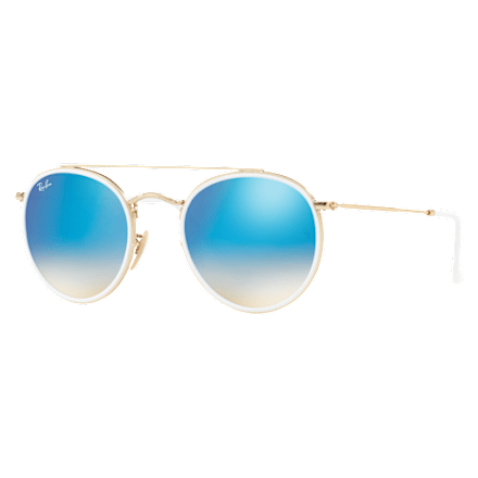 Ray-Ban Double Round Sunglasses Transparent Frame/Clear Gradient Blue Lens Ray-Ban Round Double Bridge M (51 - 22) with Blue lenses and  main image 3