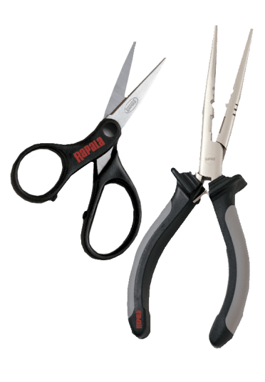 Rapala Fishing Tools Pedestal Holder Set 6 1/2 Pliers & Super Line  Scissors
