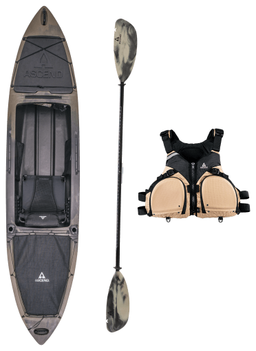Ascend H10 Titanium Sit-In Hybrid Kayak, Life Jacket, and Paddle