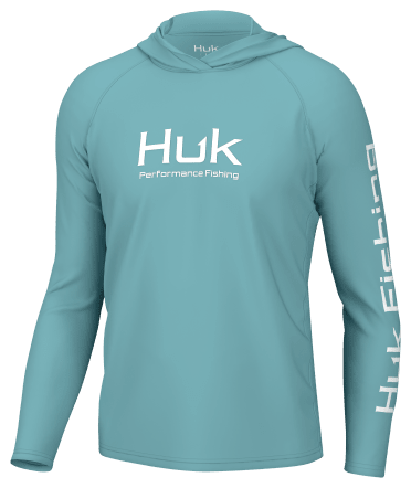 HUK Youth HUK'D Up Logo Fishing, Fleece Hoodie with Stretch, Harbor Mist,  X-Small at  Women's Clothing store