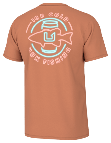 Huk Women's Crew Logo Short Sleeve Tee Coral Reef L