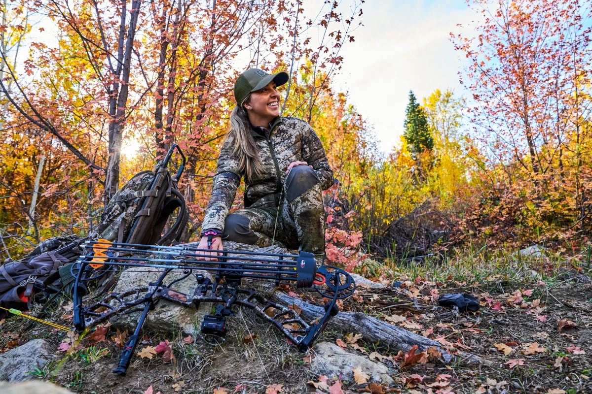 Bowhunting in forest