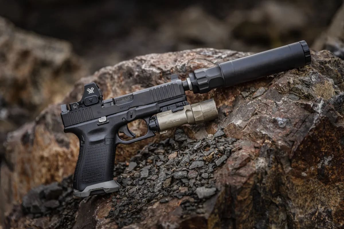 Pistol With Suppressor Attached