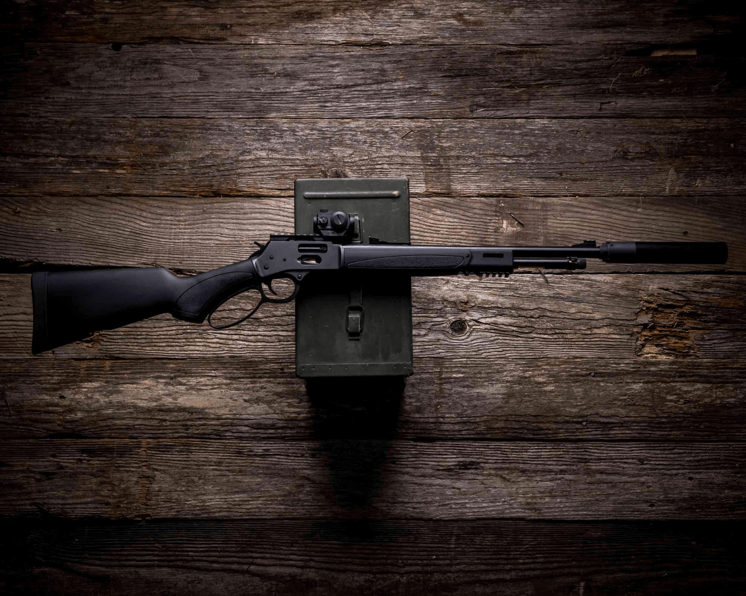wall mounted silenced lever action rifle