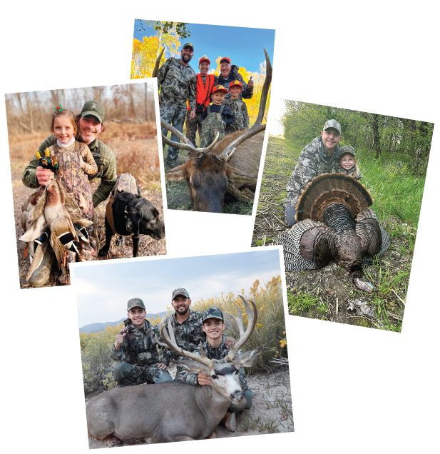 Collage of kids with wild game