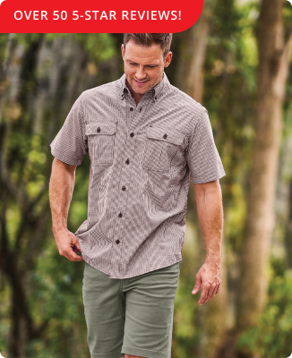 RedHead Spring River Vented-Back Button-Down Short-Sleeve Shirt for Men - 