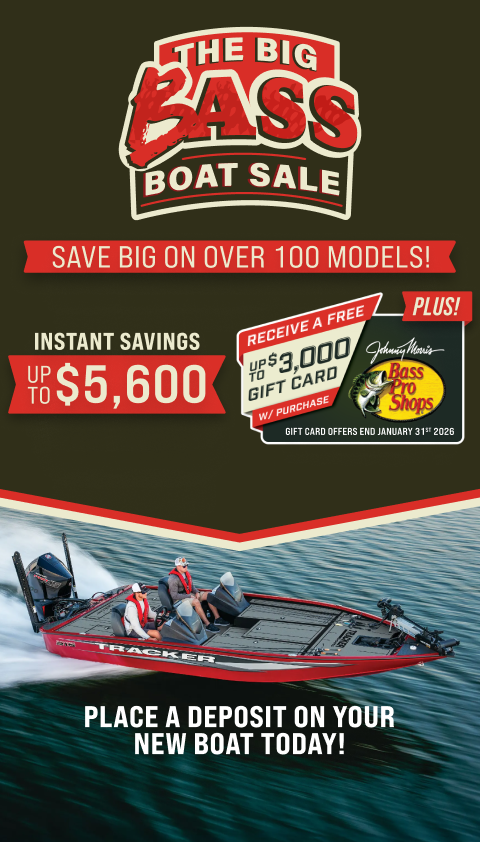 The Biggest new boat sale of the season! Save big on over 100 models! Instant Savings up to $5,600. Place a deposit on your new boat today!