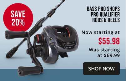 Bass Pro Shops Pro Qualifier Rod & Reel. Now starting at $55.98. Click to shop now.
