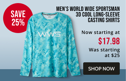 men’s World Wide Sportsman 3D Cool Long-Sleeve Casting Shirts. Now starting at $17.98. Click to shop now.