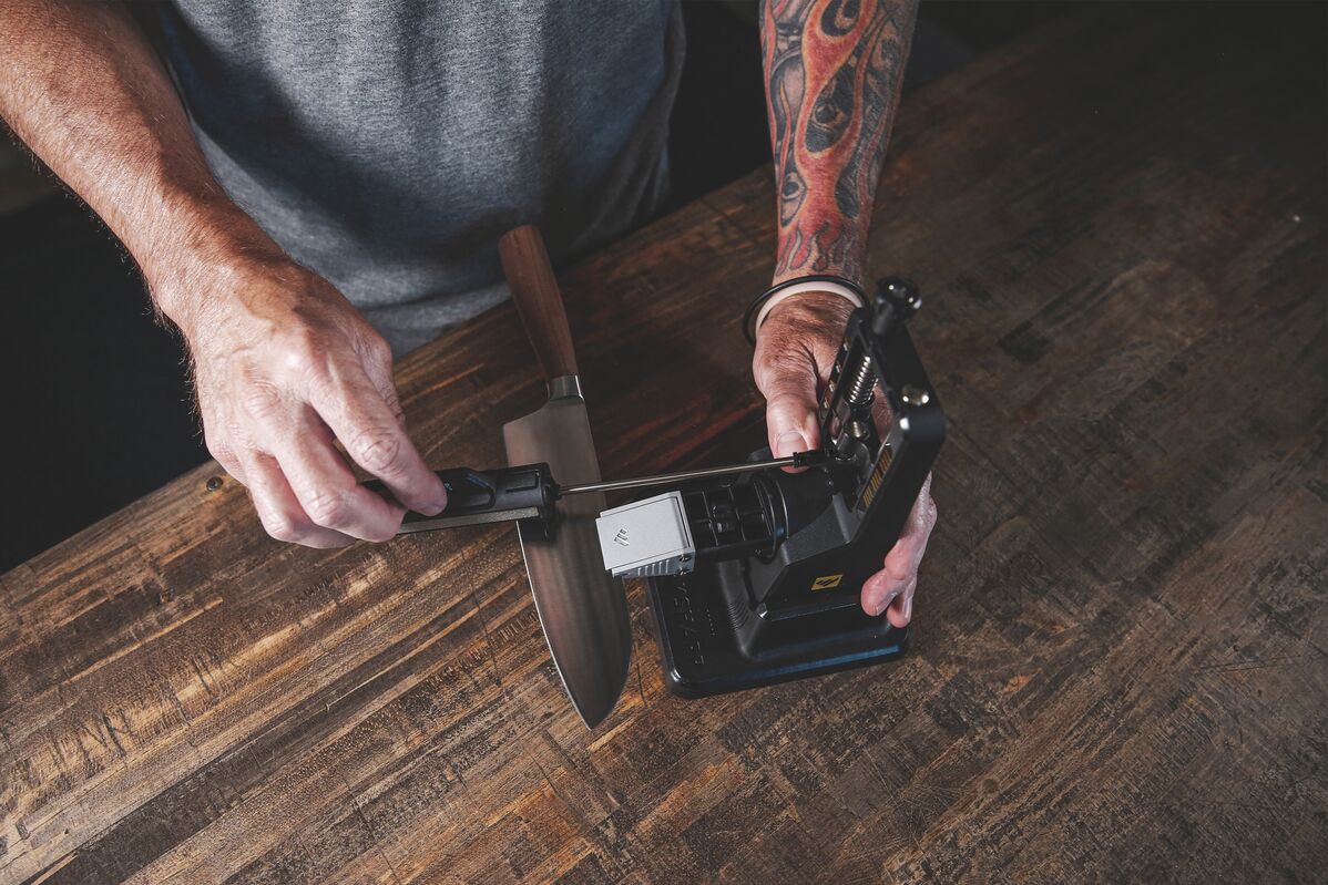 Knife sharpener used before a fishing trip